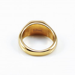 Zegelring Unisex - Stalen Goudkleur - Ring met Zwart Emaille
