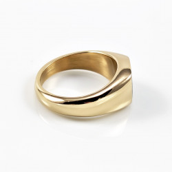 Zegelring Unisex - Stalen Goudkleur - Ring met Zwart Emaille