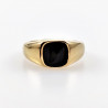 Zegelring Unisex - Stalen Goudkleur - Ring met Zwart Emaille