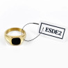 Zegelring Unisex - Stalen Goudkleur - Ring met Zwart Emaille
