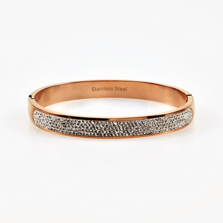 Roségouden RVS Slavenarmband met Strass