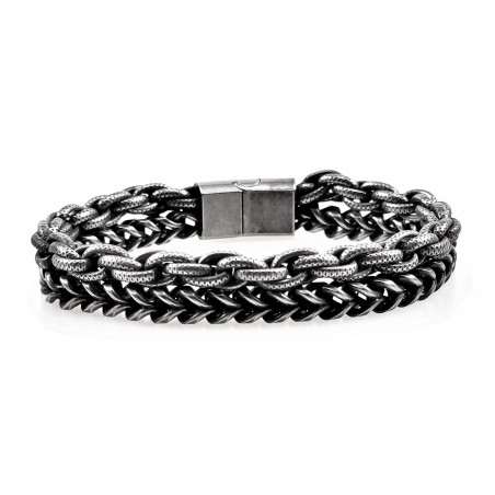 Dubbele Armband Heren Verouderd Stalen Vossenstaart Schakelarmband