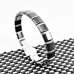 Magneetarmband Dames Heren - Wit Keramieken en Titanium Armband - Schakelarmband