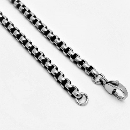 3,5mm Jasseron Ketting - Stalen Gezwart Zilver Kleur - Schakelketting Unisex