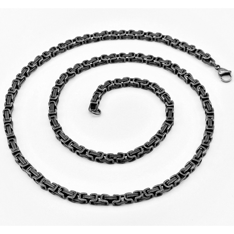 75cm x 5mm Koningsketting Heren - Stalen Verouderde Zilver Kleur - Schakelketting