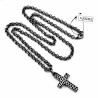 65cm Ketting + Kruis Hanger - Stalen Verouderd Zilverkleur - Schakelketting Dames - Heren