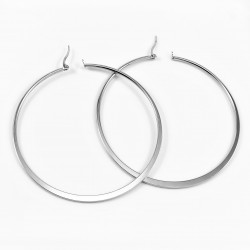 Ø70mm Oorbellen Dames - Stalen Zilverkleur - Oorringen Platte-Design