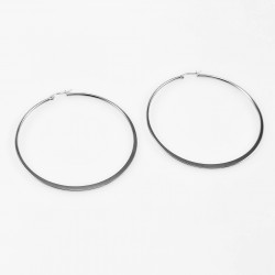 Ø70mm Oorbellen Dames - Stalen Zilverkleur - Oorringen Platte-Design