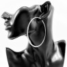 Ø70mm Oorbellen Dames - Stalen Zilverkleur - Oorringen Platte-Design