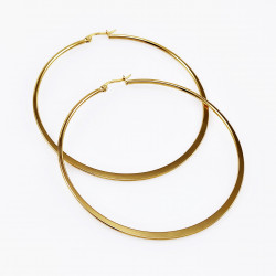 Oorbellen Dames Stalen Goud Kleur 60cm Oorringen Platte-Design