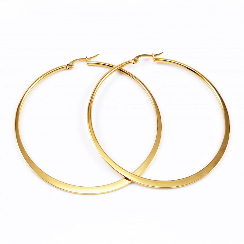 Oorbellen Dames Stalen Goud Kleur 60cm Oorringen Platte-Design Oorbellen Dames Stalen Goud Kleur 60cm Oorringen Platte-Design