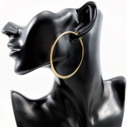 Oorbellen Dames Stalen Goud Kleur 60cm Oorringen Platte-Design