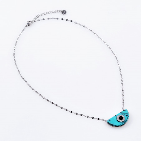 Halve Maan Ketting Dames Verstelbar Stalen Zilver Turquoise Steen
