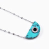 Halve Maan Ketting Dames Verstelbar Stalen Zilver Turquoise Steen
