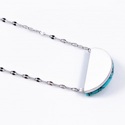 Halve Maan Ketting Dames Verstelbar Stalen Zilver Turquoise Steen