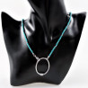 Kralen Ketting Dames Stalen Zilver Kleur Turquoise Natuursteen Choker