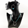 Kralen Ketting Dames Stalen Zilver Kleur Turquoise Natuursteen Choker