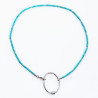 Kralen Ketting Dames Stalen Zilver Kleur Turquoise Natuursteen Choker
