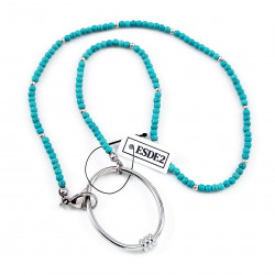 Kralen Ketting Dames Stalen Zilver Kleur Turquoise Natuursteen Choker