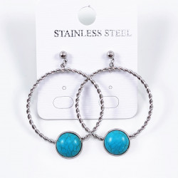 Turquoise Oorbellen Dames Stalen Gedraaide Oorhangers Natuursteen