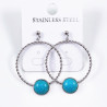 Turquoise Oorbellen Dames Stalen Gedraaide Oorhangers Natuursteen