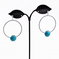 Turquoise Oorbellen Dames Stalen Gedraaide Oorhangers Natuursteen