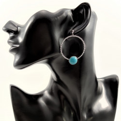 Turquoise Oorbellen Dames Stalen Gedraaide Oorhangers Natuursteen