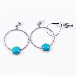 Turquoise Oorbellen Dames Stalen Gedraaide Oorhangers Natuursteen