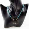 45cm x 3mm Kralen Ketting Dames - Stalen Goud Kleur - Turquoise Natuursteen - Choker