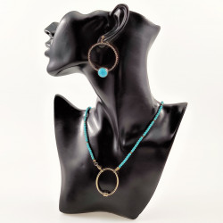 Kralen Ketting Dames Stalen Goud Kleur Turquoise Natuursteen Choker