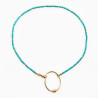 45cm x 3mm Kralen Ketting Dames - Stalen Goud Kleur - Turquoise Natuursteen - Choker