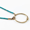 45cm x 3mm Kralen Ketting Dames - Stalen Goud Kleur - Turquoise Natuursteen - Choker