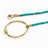 45cm x 3mm Kralen Ketting Dames - Stalen Goud Kleur - Turquoise Natuursteen - Choker