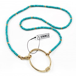 Kralen Ketting Dames Stalen Goud Kleur Turquoise Natuursteen Choker