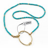 45cm x 3mm Kralen Ketting Dames - Stalen Goud Kleur - Turquoise Natuursteen - Choker