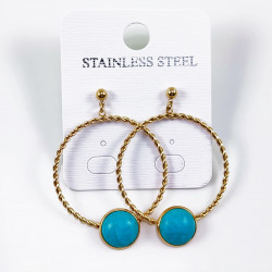 Turquoise Oorbellen Dames Stalen Gedraaide Oorhangers Natuursteen