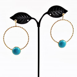 Turquoise Oorbellen Dames Stalen Gedraaide Oorhangers Natuursteen