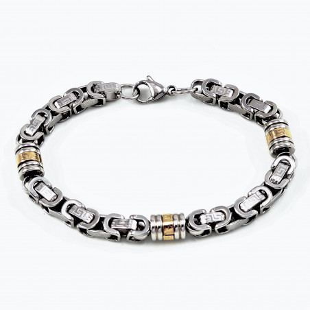 Byzantijnse Armband Heren Stalen Zilver-Goud Kleur Koningsarmband
