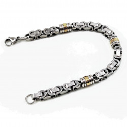 Byzantijnse Armband Heren - Stalen Zilverkleur-Goudkleur - Koningsarmband - Schakelarmband