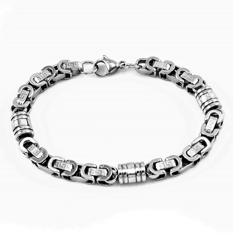 Byzantijnse Armband Heren Stalen Koningsarmband Schakelketting Byzantijnse Armband Heren Stalen Koningsarmband Schakelketting