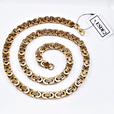9mm Platte Koningsketting Heren - Stalen Goud Kleur - Schakelketting