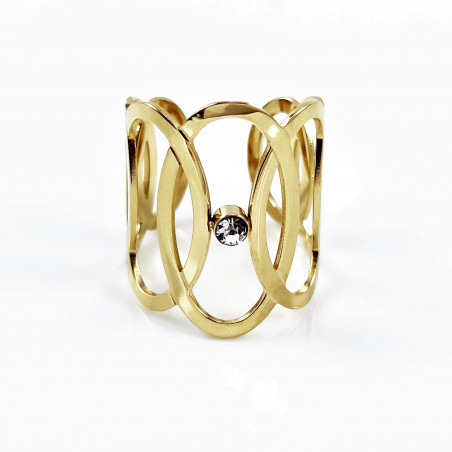 Ovale Cirkels Ring Dames Stalen Goud Kleur Opengewerkte Verstelbaar