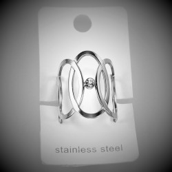 Ovale Cirkels Ring Dames - Stalen Ziver Kleur - Opengewerkte - Verstelbaar