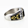 Zegelring Heren Stalen Goud/Zilver Kleur Ring met Zwarte Onyx Steen