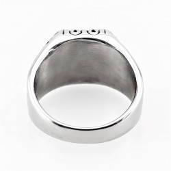 Zegelring Heren Stalen Goud/Zilver Kleur Ring met Zwarte Onyx Steen