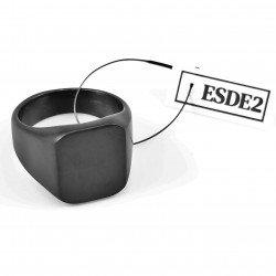 Zegelring Heren - Stalen Zwart PVD Coating - Vierkante Ring