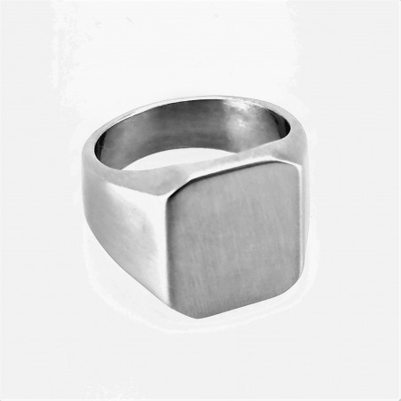 Vierkante Zegelring Heren Stalen Zilver Kleur