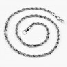 50cm x 4mm Gedraaide Koord Ketting - Dames en Heren Ketting - zilverkleurige Roestvrij Staal
