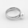 Parel Ring Dames - Stalen Zilverkleur - Ring met Witte Zoetwaterparel