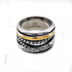Brede Ring Dames - Roestvrij Stalen Zilverkleur-Goudkleur - Cutwork-Effect Ring